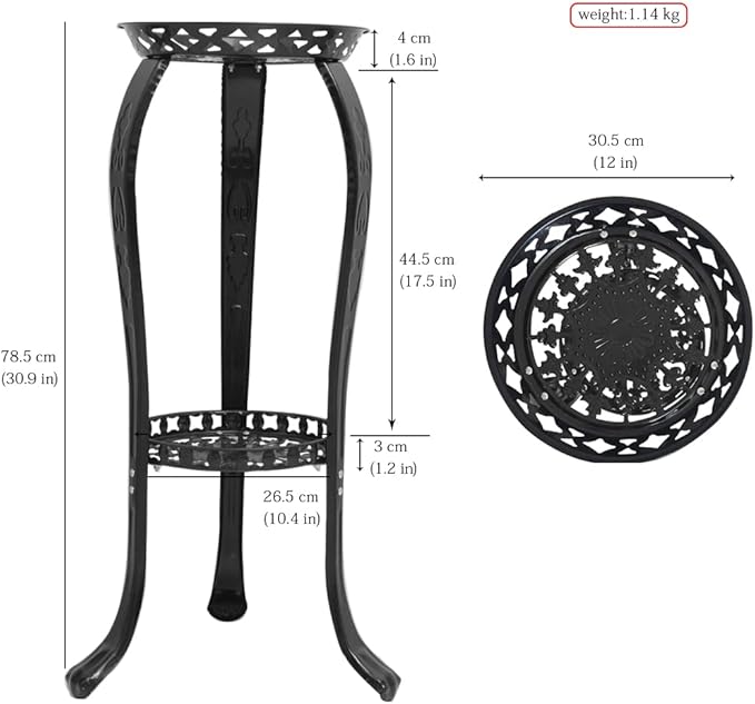 2 Pack Metal Potted Plant Stand 2 Tier Tall Flower Pot Stands Decorative Flower Pot Rack Planter Holders Indoor Outdoor
