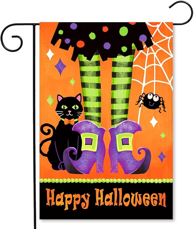 Happy Halloween Garden Flag 12x18 Inch Double Sided Trick or Treat Yard Outdoor Decoration