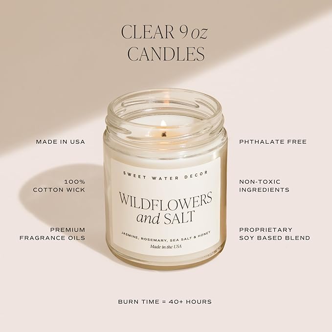 Sweet Water Decor Sugar Cookies Scented Candle - Sugar Cookies, Vanilla, and Buttercream Scented Christmas Candles and Decor for Home - 9oz. Clear Jar Soy Candle, Made in The USA