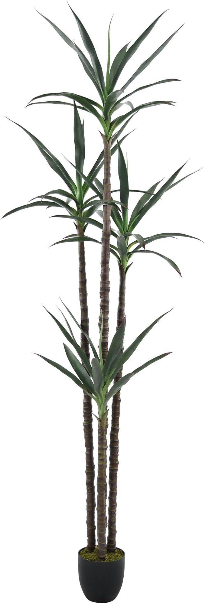 Artificial Tree 7ft Faux Agave Plant with 60 Leaves and 4 Realistic Trunks,Fake Floor Potted Artificial Tall Plants for Home Office Garden Decor Indoor (7Feet,1Pack)