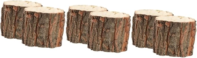 Housoutil Rustic Tree Stump Decor Planter 3.54X3.54X9.44In Wooden Barrel Flower Pot for Indoor Outdoor Garden Patio Lawn Farmhouse Planters