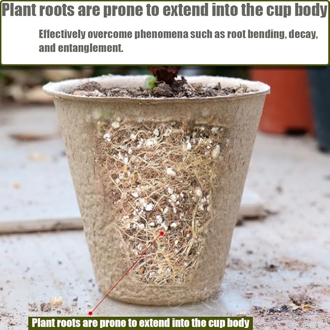 Fancypost 130 Pcs 3.15 Inch Organic Peat Pots with Drainage Holes - Biodegradable Seed Starter Pots for Seedlings, Plants & Garden Germination - Includes 130 Planting Labels