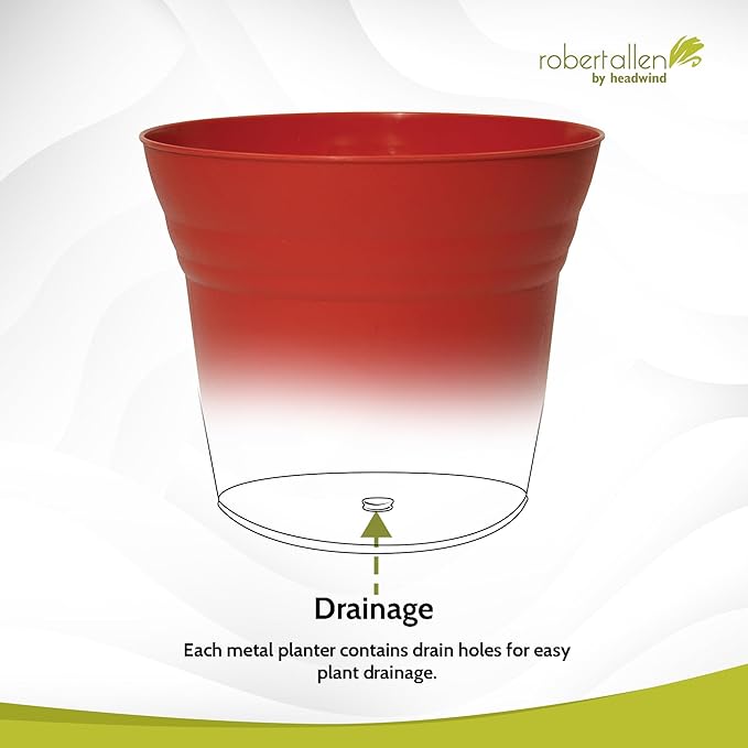 Headwind Traverse Planters – 10" 2 Pack Plastic Plant Pot in Brick Red - Indoor & Outdoor Pots for Plants with Drainage - Decorative Plant Pot, Flower Pots Outdoor for Garden by Robert Allen