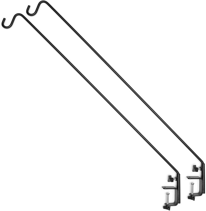 AshmanOnline Ashman Deck Hook (2 Pack, 49-Inch Deck Hook), Double Forged Solid Metal Single Piece Rod, Ideal for Bird Feeders, Plant Hangers, Coconut Shell Hanging Baskets, and Lanterns.