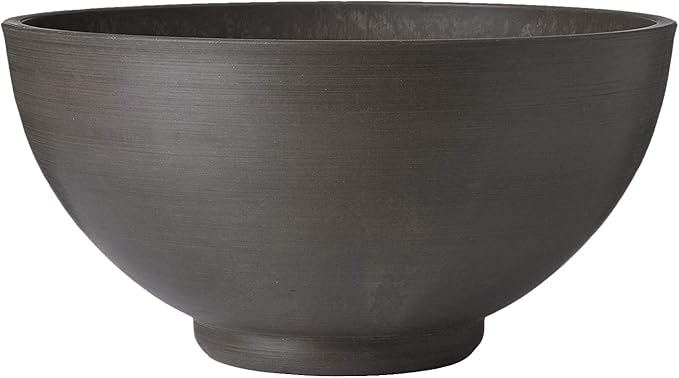 PSW Pot Collection 15x8 inch Plastic/Stone/Wood Composite Square Planter – No Drainage Hole (Drillable), Simplicity Bowl, Dark Charcoal