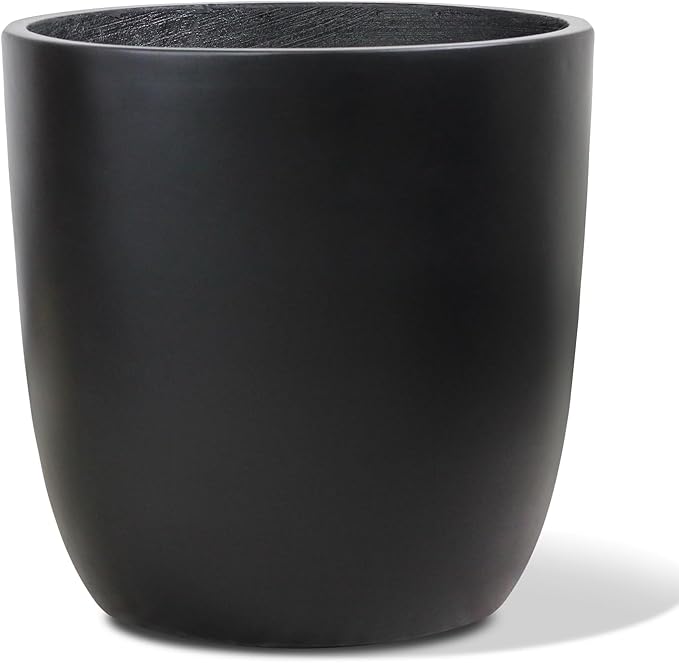 Heyzier Concrete Planter Outdoor Indoor, Large Cement Plant Pots for Trees Flowers (Black, 18 inch)