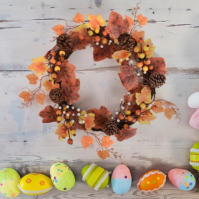 Fall Floral Picks 4PCS, Maple Leaf Pinecone Berries Branch Artificial Autumn Picks and Sprays for Farmhouse Autumn Vase Halloween Thanksgiving Decor