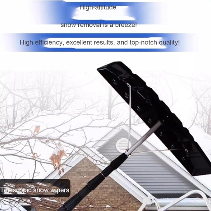 Telescopic Roof Snow Rake with Shovel Blade, Adjustable 2–6.4m Aluminum Pole, Support Frame & Screw Accessories, Long Reach Snow Removal Tool for Roof Clearing, Prevent Snow Buildup