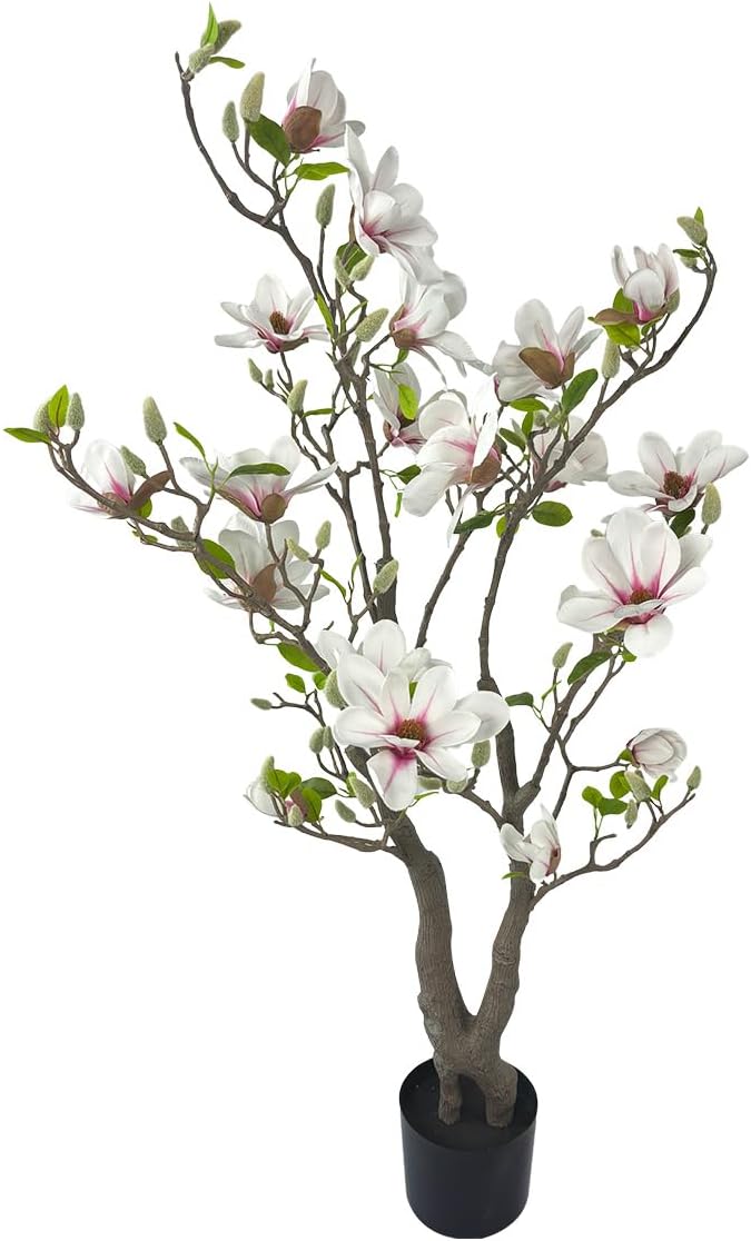 Alonfale 4ft Pink Artificial Magnolia Tree - Lifelike Faux Tree for Indoor/Outdoor Decor - Perfect for Home, Porch, or Office (1, Pink, 4ft)