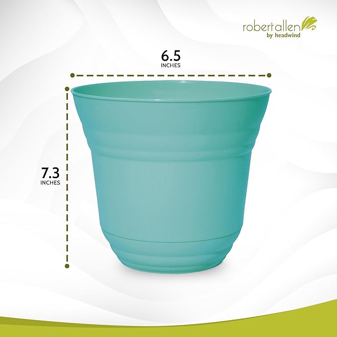 Headwind Traverse Planters – 7" 2 Pack Plastic Plant Pot in Surf Light Blue - Indoor & Outdoor Pots for Plants with Drainage - Decorative Plant Pot, Flower Pots Outdoor for Garden by Robert Allen