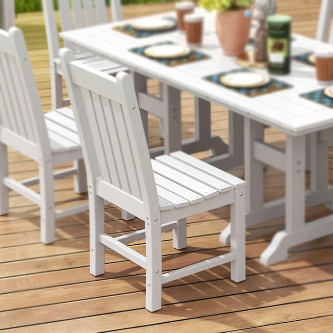 WestinTrends Malibu HDPE Outdoor Armless Patio Dining Chair White