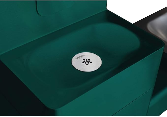 Global Industrial Outdoor Bottle Filling Station & Bi-Level Drinking Fountain, Green Powder Coat