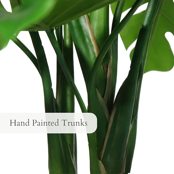 Monstera Tree, Premium Artifcial Indoor Tree Stands 4' Tall, Lifelike-Leaves & Hand Painted Trunk, Planter Pot Included