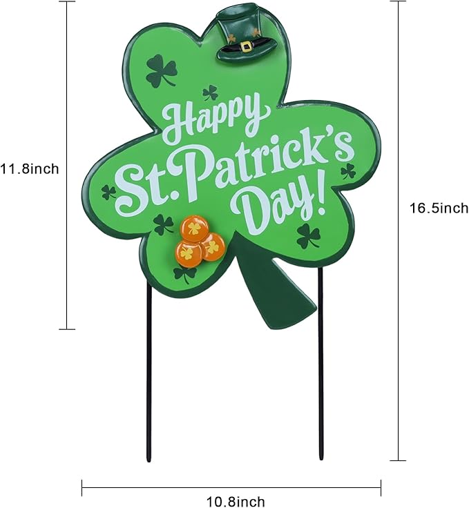 hogardeck St Patricks Day Decorations Outdoor, Shamrock Decorative Garden Stakes for St Patricks Day Decor, Happy St. Patrick's Day Yard Sign Clover Saint Patricks Day Decorations for Home Porch Lawn