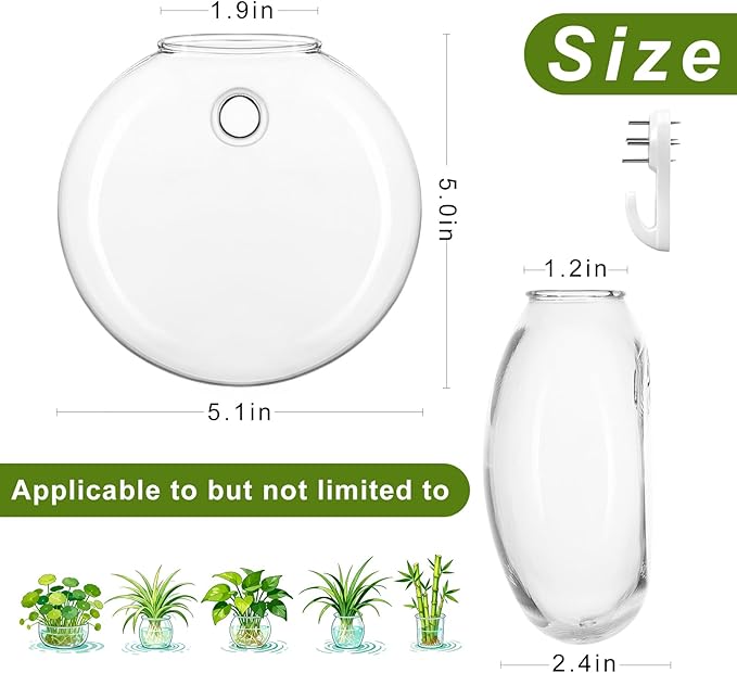 onepeng 4Pcs Wall Hanging Planter Propagation Stations Glass Terrariums Vase for Hydroponics Plants, Bathroom, Home Office Living Room Decor Gift