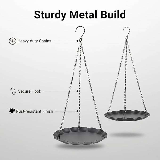 ZYUXUAN Hanging Planter for Indoor Outdoor, Plant Hanger, Hanging Plant Holder, Plant Pot Shelf Basket for Window Wall Ceiling Garden with Chains and Hooks, 2Pcs (Wavy Round)