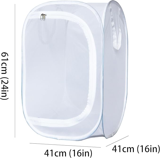 Pop-up Insect and Butterfly Habitat Cage Terrarium Clear Mesh Enclosure - 16" x 16" x 24"