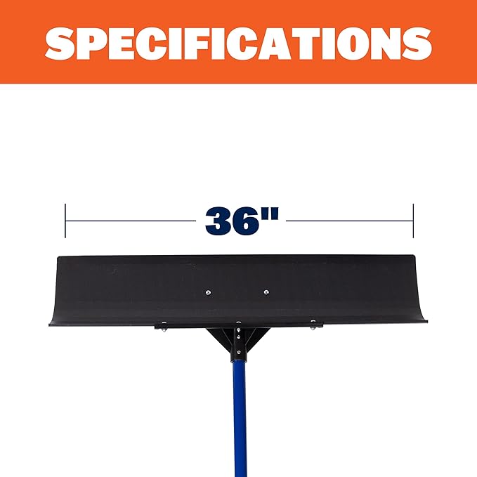 Marshalltown Polar Pusher 36 Inch Snow Pusher Shovel, Lightweight Non-Stick UHMW Blade Makes Plowing Snow Easy, Made in The USA, SNOWP36