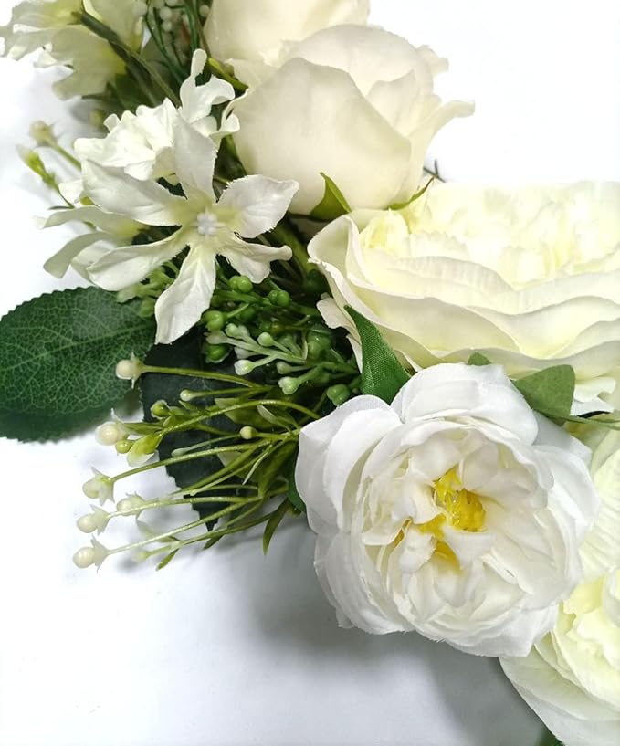 Arch Flowers, Artificial Floral Swags, 23", Decorative Swag, Artificial Flower Swag for Door Party Wall Home Decor(Ivory)