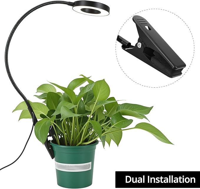 QWORK 3 Pack Grow Lights for Indoor Plants Full Spectrum, Clip On Growing Lamp with 3-Color Modes, Auto Timer & Dimmable Levels for Indoor Growing