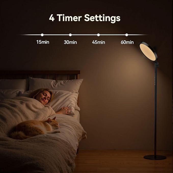 RICIAL Light Therapy Lamp,12000 Lux UV-Free Sun Lamp Full Spectrum Sunlight Lamp with 12" Panel/71 High/4 Color Temperature/5 Brightness/Remote Control, 2 in 1 Retractable Floor Light Therapy Lamp