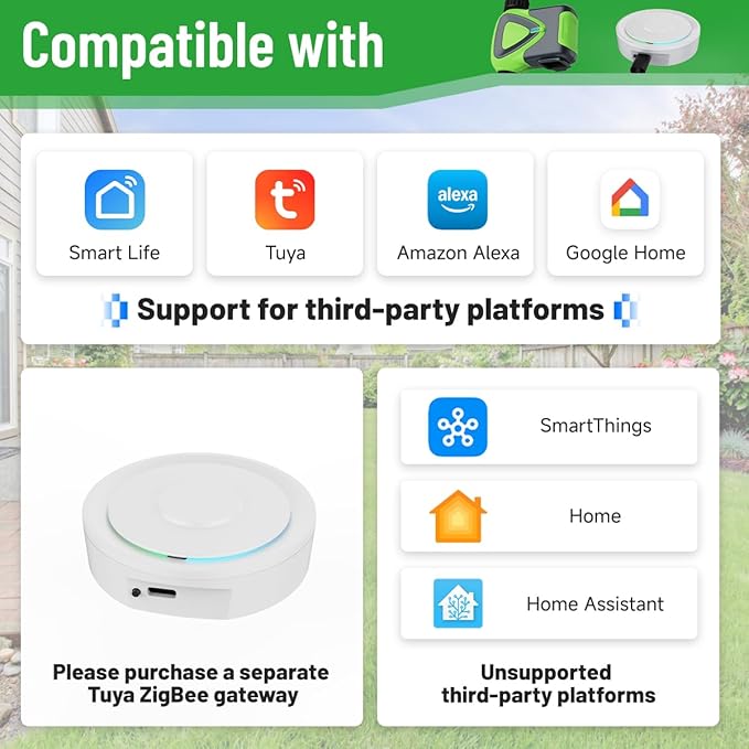 Water Timer for Garden Hose, Smart Hose Sprinkler Timer with Tuya/Smart Life App(Zigbee Connection), GreenVation Plant Automatic Watering System for Yard Outdoor Irrigation (Green Zigbee) (ZB Green)