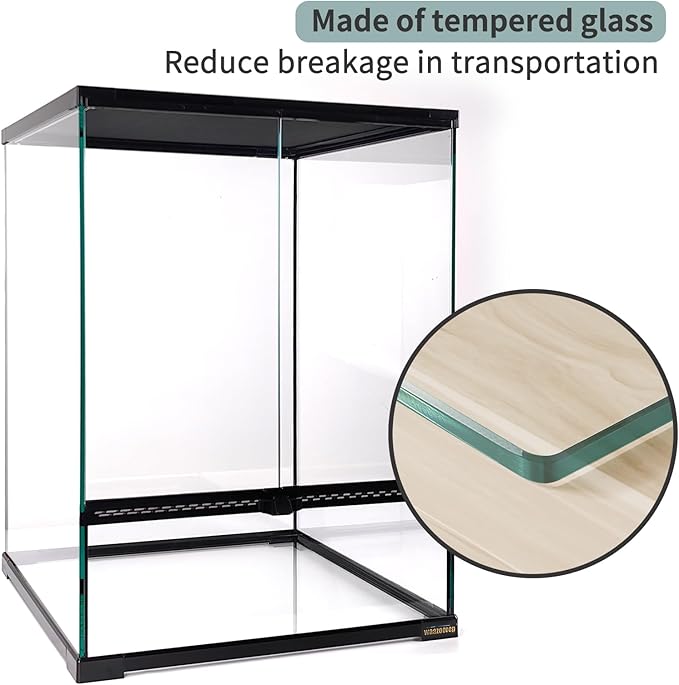 waazoorep 30 Gallon Tall Reptile Glass Tank Terrarium 18"x18"x24" Large Habitat Enclosure for Gecko,Lizard,Chameleon,Frog,Snake,No Install Needed and Come with Tank Background