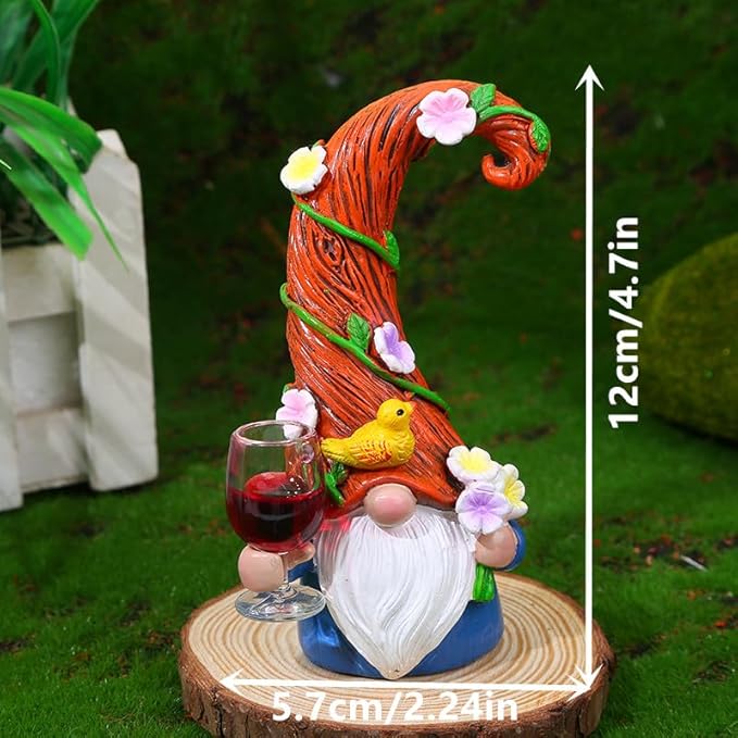 Garden Dwarf Statue, 4.7 inches, Weather Resistant Resin, Red, Outdoor Decorative Figurine for Lawn and Courtyard