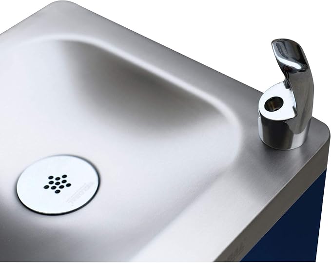 Global Industrial Outdoor Bottle Filling Station & Bi-Level Drinking Fountain, Blue Powder Coat