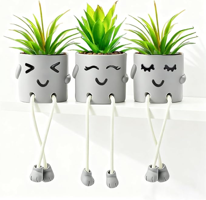 skycoo 3Pack Fake Plants in Cute Pots, Indoor Faux Plants Decorations Lifelike with Artificial Flowers for Office Bathroom Bedroom Living Room Kitchen Home Farmhouse Shelf Decor G1