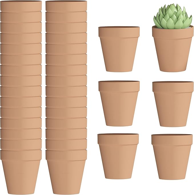 Fcacti 36 Pcs Small Mini Clay Pots 2.1'' Terracotta Pot Clay Ceramic Pottery Planter Cactus Flower Pots Succulent Nursery Pots- Great for Window Boxes, Cactus, Plants, Crafts, Wedding Favors