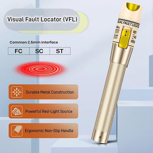 Visual Fault Locator,100-120KM Fiber Optic Cable Tester Meter VFL Red Light Pen Light Source Testers (100-120KM VFL)