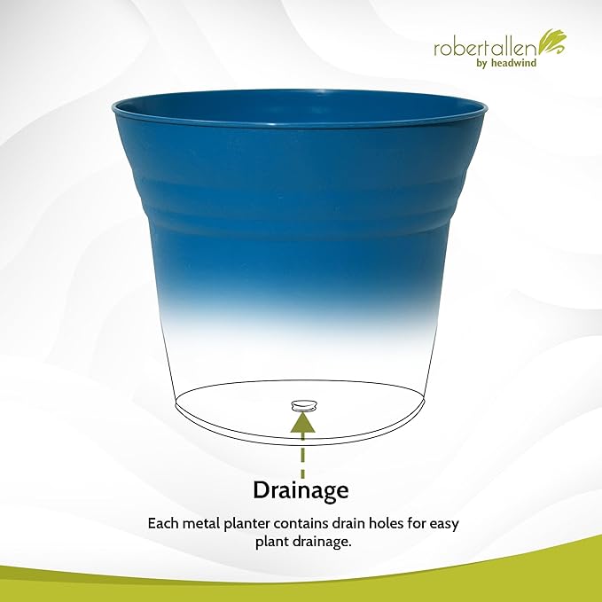 Headwind Traverse Planters – 10" 2 Pack Plastic Plant Pot in Sapphire Blue - Indoor & Outdoor Pots for Plants with Drainage - Decorative Plant Pot, Flower Pots Outdoor for Garden by Robert Allen
