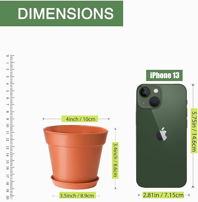 SwinDuck 4 inch Small Plant Pots, 28 Pack Plastic Planters with Drainage Holes and Saucers for Flowers Plants, Succulents, Seed Starting Pots, Terracotta
