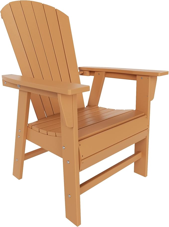 WestinTrends Dylan Dylan Outdoor Patio Shell-Back Adirondack Dining Chair Weather Resistant Teak