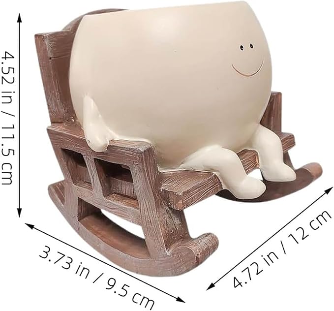 Rocking Chair Planter, Rocking Chair Planter, Cute Indoor Plant Holder for Succulents, with Drainage Hole