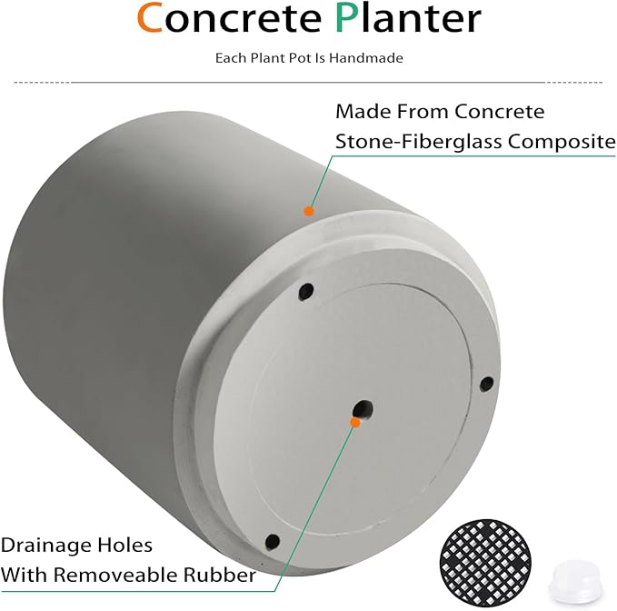 Heyzier Round Concrete Planter Outdoor Indoor, Large Cement Plant Pots for Flowers (Gay, 12 inch)
