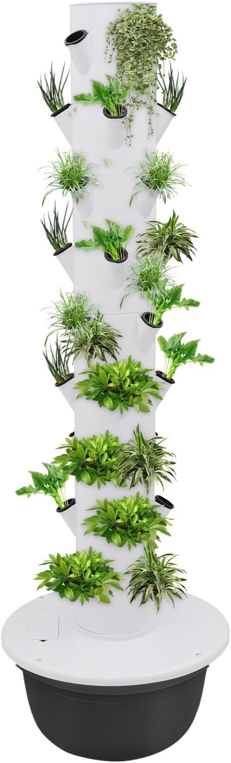 Hydroponic Growing System, 36-Plant Vegetable Planter Tower Outdoor Indoor Garden Vertical Planter Germination Kit with Water Pump, Intelligent Water Circulation & Loop Timer