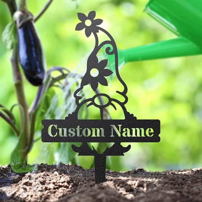 RealSteel Customizable Gnome Seed & Plant Markers – Durable Metal Garden Stakes for Herbs, Fruits & Vegetables – Weatherproof Tags for Farmhouse & Greenhouse Décor (Type 1, Small)