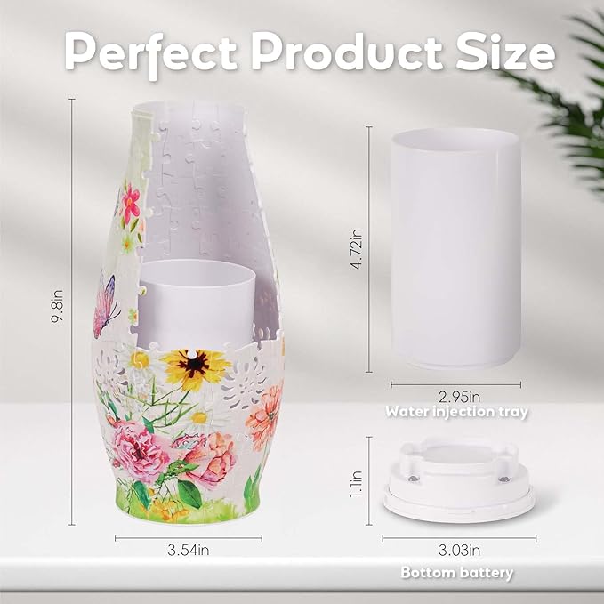 MYLARREN 3D Puzzle Vase for Adults & Kids, 152 Pcs 3D Puzzle Planter Vases for Flowers, Arts and Crafts for Kids 4-6, Adults, Girls, Cute Unique Flower Vases with Night Light(Butterfly)