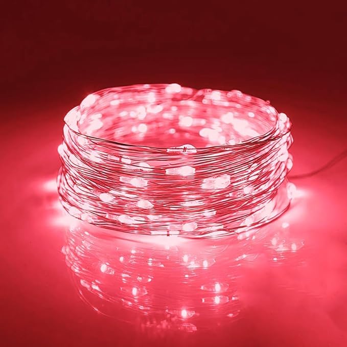 3 Pack USB Fairy Lights, USB Powered String Lights 16.5FT 50 LEDs, Fairy String Lights for Bedroom, Wedding, Party, Christmas Tree Decoration (Red)