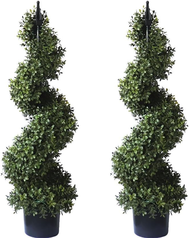3ft Artificial Boxwood Topiary Tree Potted Topiary Plants for Front Porch Entrance Home Living Room Indoor and Outdoor 2Pack