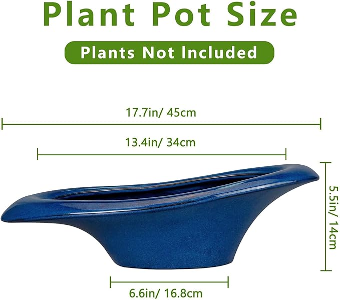 Teagas Bonsai Tree Pot 18 Inch - Ceramic Succulent Pots Large Bonsai Planter for Indoor Outdoor Plants Decorative Plant Pot with Drainage Hole Flower Pot for Home Garden Room Decor Blue