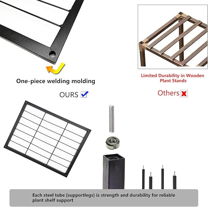 YUJCHMTZN Metal Plant Stand Indoor Metal Plant Stands Outdoor Tiered Plant Shelf for Multiple Plants, 3 Tiers 7 Potted Ladder Plant Holder Table Plant Pot Stand for Window Garden Balcony Living Room