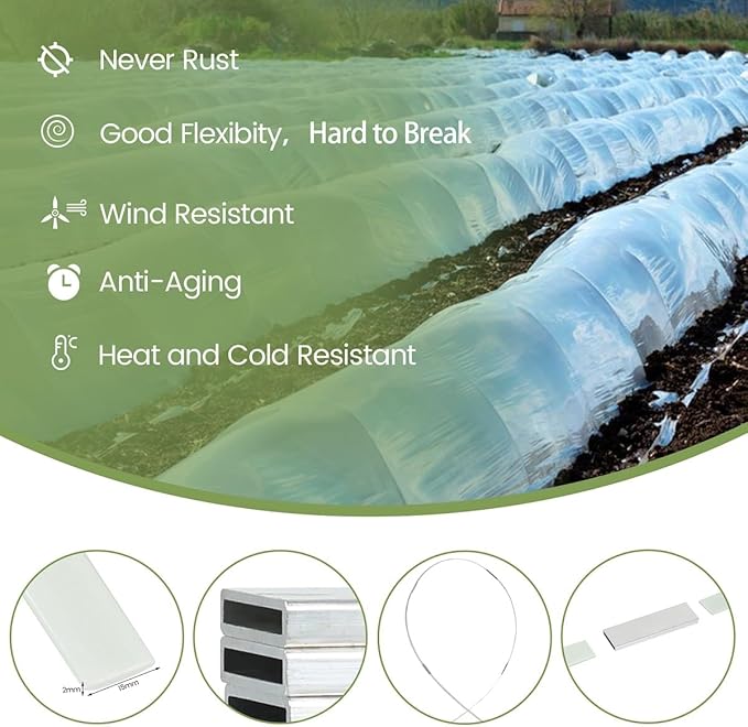 Greenhouse Hoops 36pcs, Sunwuk Garden Hoops for 1-3.5ft Wide Raised Bed, 9 Sets of 5.6ft Long Super Bendable Fiberglass Support Hoops Frame, Mini Greenhouse Strip for Row Cover (S Size)