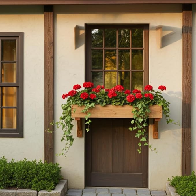 Set of 2 Cedar Window Box Support Brackets 6 in x 6 in – Wooden Brackets for Window & Railing Planter Boxes, Indoor or Outdoor Use, Made in USA