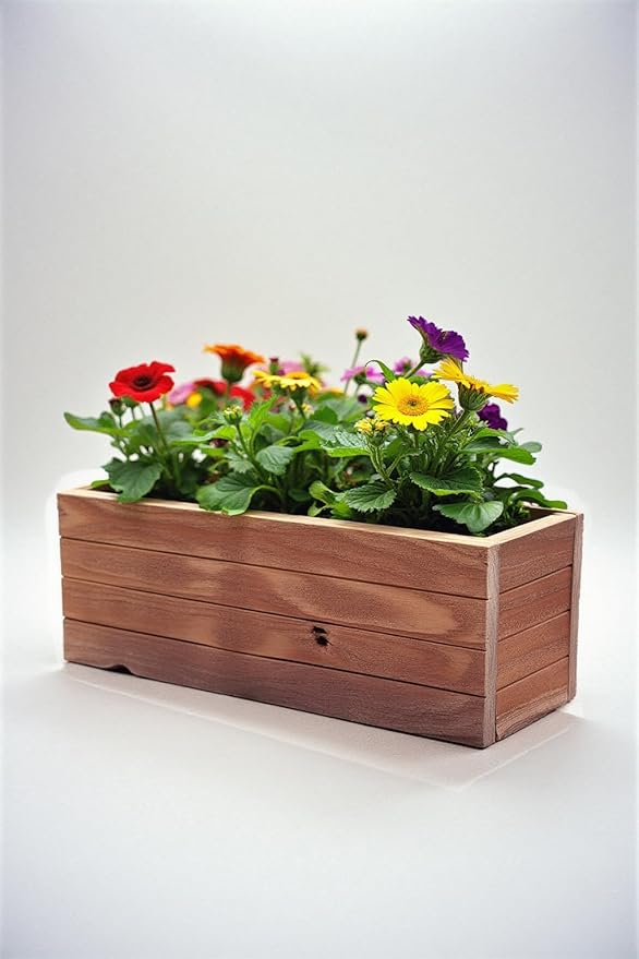 Handmade Rustic Cedar Herb Window Planter Box – Wooden Window & Railing Planter for Indoor or Outdoor Use, Made in USA (35)