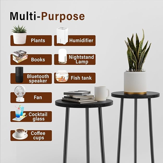 SAKSUN Plant Stand Indoor Outdoor: 2 Pack Indoor Plant Stand 20'' Convertible Multi-purpose Holder - Mid Century Modern Decor - Tall Plant Table for Living Room/Balcony/Garden/Patio