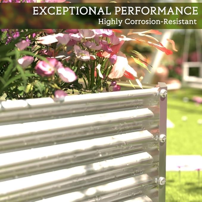 FRIZIONE 3pcs Tall Galvanized Raised Garden Bed Outdoor,Steel Garden Bed for Vegetables,Above Ground Garden Box for Flower,Metal Raised Beds for Gardening - 4x2ft