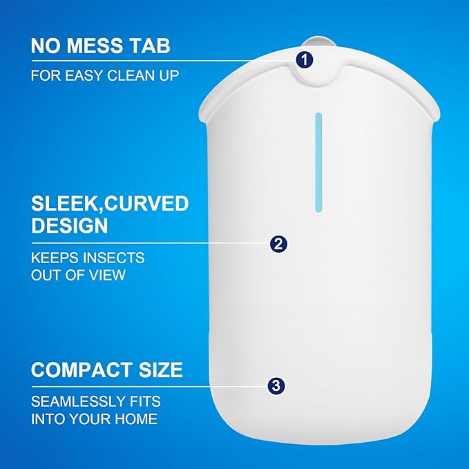 Flying Insect Trap & 5 Cartridges - Attracts and Traps Flying Insects Fruit Flies Mosquitoes - Compatible with M364A Refill (1 Plug-in Base + 5 Cartridges)